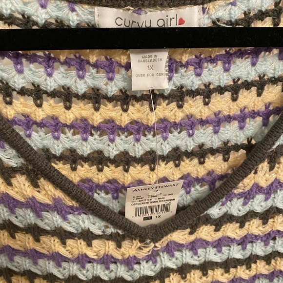 Crochet Knit Cropped Sweater NWT 1X - Picture 3 of 9